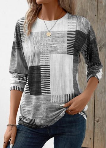 Black Friday Grey Patchwork Geometric Print T Shirt - unsigned - Modalova