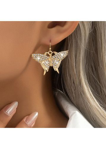 Gold Butterfly Rhinestone Detail Alloy Earrings - unsigned - Modalova