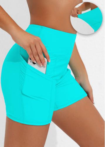 High Waisted Double Side Pockets Cyan Swim Shorts - unsigned - Modalova