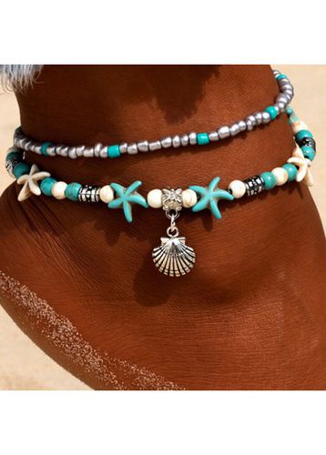 Mint Green Shell Alloy Layered Anklet - unsigned - Modalova