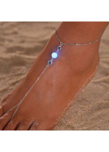 Luminous DEsign Silvery White Metal Anklet - unsigned - Modalova