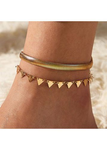 Gold Triangle Detail Alloy Anklets Set - unsigned - Modalova