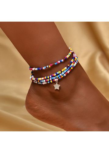 Multi Color Layered Design Star Anklet - unsigned - Modalova