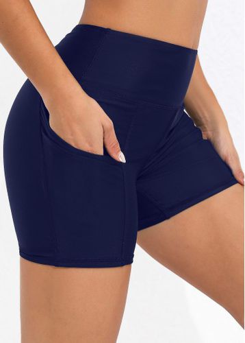 High Waisted Pocket Detail Navy Blue Swim Shorts - unsigned - Modalova