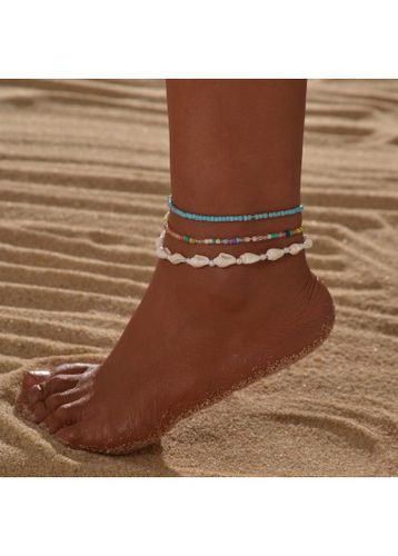 Pearl Beaded Mint Green Polyresin Anklets Set - unsigned - Modalova