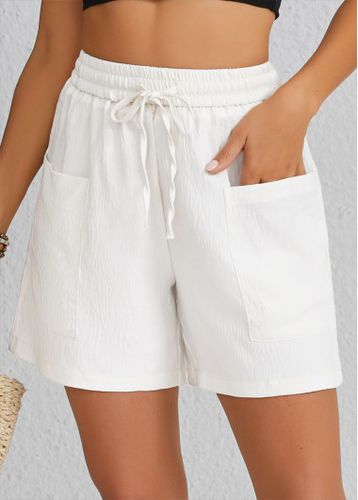 White Pocket Elastic Waist High Waisted Shorts - unsigned - Modalova