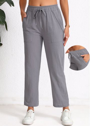 Dark Grey Pocket Elastic Waist High Waisted Pants - unsigned - Modalova