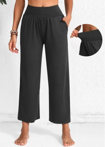 Dark Grey Marl Pocket Elastic Waist High Waisted Pants - unsigned - Modalova