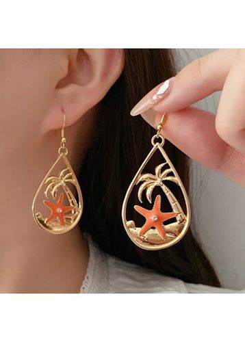 Gold Coconut Tree Starfish Alloy Earrings - unsigned - Modalova