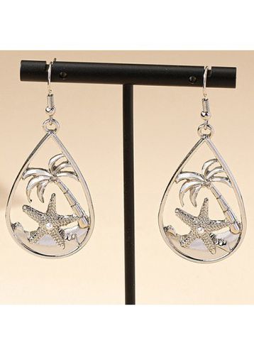 Silvery White Waterdrop Star Alloy Earrings - unsigned - Modalova