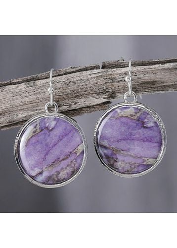 Dusty Purple Round Alloy Bohemian Earrings - unsigned - Modalova