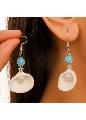 Pearl Beige Seashell Design Alloy Earrings - unsigned - Modalova