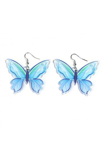 Light Blue Acrylic Printed Butterfly Earrings - unsigned - Modalova