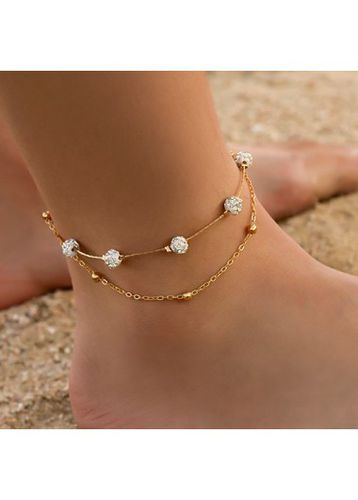 Gold Alloy Geometric Layered Detail Anklet - unsigned - Modalova