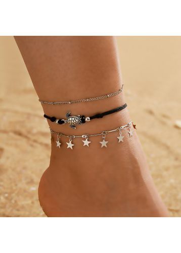 Silvery White Turtle Alloy Anklet Set - unsigned - Modalova