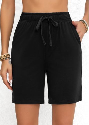 Black Double Side Pockets Elastic Waist High Waisted Shorts - unsigned - Modalova