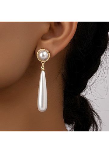 White Vintage Teardrop Design Pearl Earrings - unsigned - Modalova