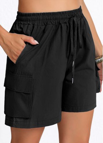 Black Pocket Elastic Waist High Waisted Shorts - unsigned - Modalova