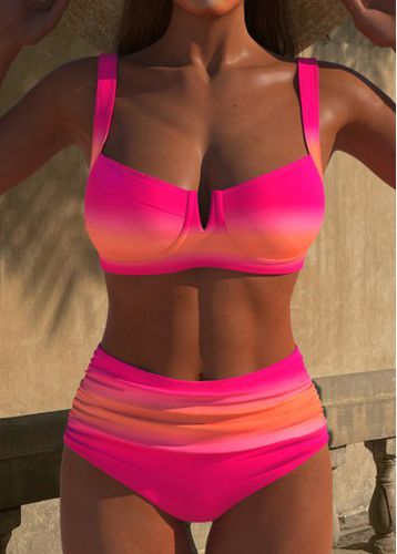 Ruched Ombre Hot Pink Bikini Set - unsigned - Modalova