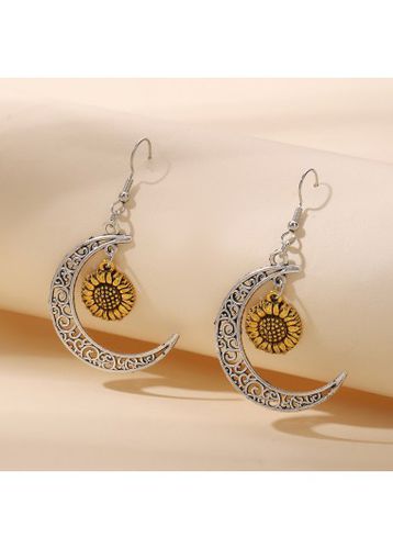 Silvery White Alloy Sunflower Hollow Earrings - unsigned - Modalova