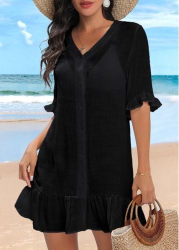 Lightweight Black Button Up Cover Up - unsigned - Modalova