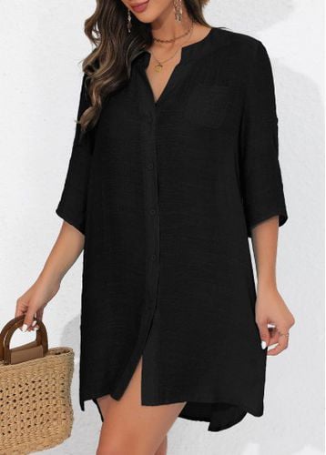 Button Up Black Pocket Cover Up - unsigned - Modalova