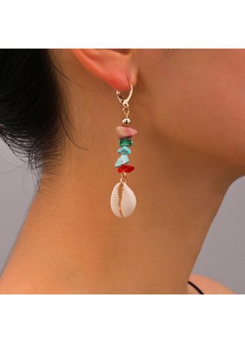 Multi Color Shell Design Irregular Earrings - unsigned - Modalova