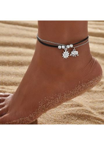 Silver Alloy Elephant Layered Design Anklet - unsigned - Modalova