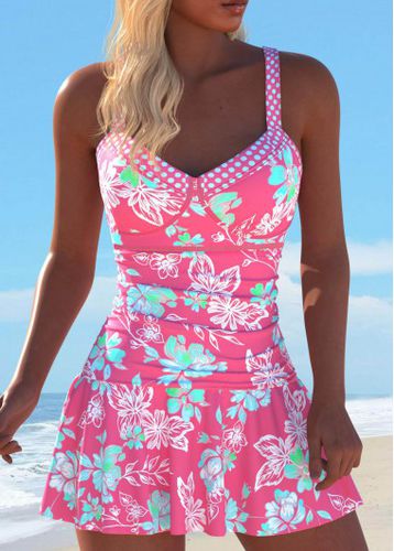 Floral Print Pink One Piece Swimdress - unsigned - Modalova