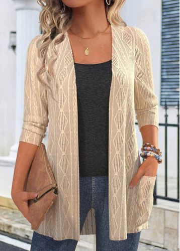 Lace 3/4 Sleeve Pocket Light Cardigan - unsigned - Modalova