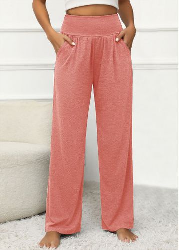 Dusty Pink Pocket Elastic Waist High Waisted Pants - unsigned - Modalova