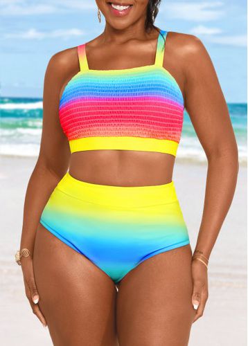 Smocked Ombre Multi Color Bikini Set - unsigned - Modalova