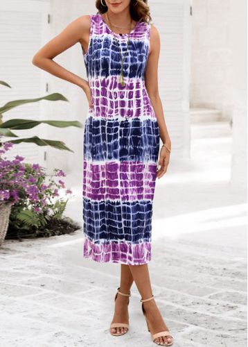 Violet Tie Dye Print Dress - unsigned - Modalova