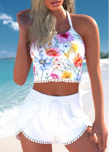 Patchwork Floral Print White Bikini Set - unsigned - Modalova