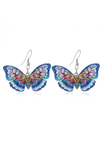 Multi Color Butterfly Design Plastic Earrings - unsigned - Modalova