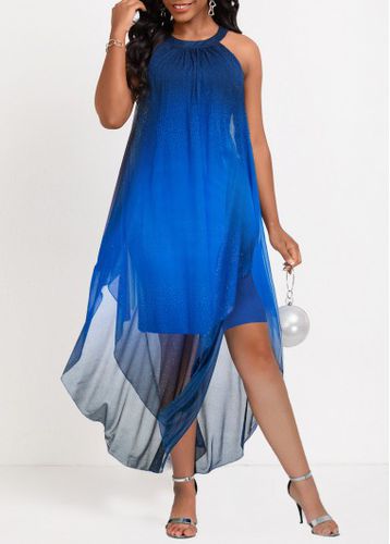 Blue Fake 2in1 Ombre Maxi A Line Sleeveless Dress - unsigned - Modalova