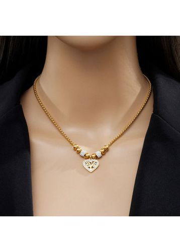 Gold Tree Heart Beaded Pendant Necklace - unsigned - Modalova