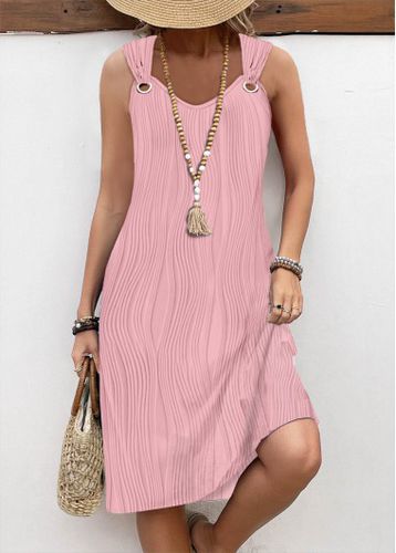 Pink Circular Ring A Line Sleeveless V Neck Dress - unsigned - Modalova