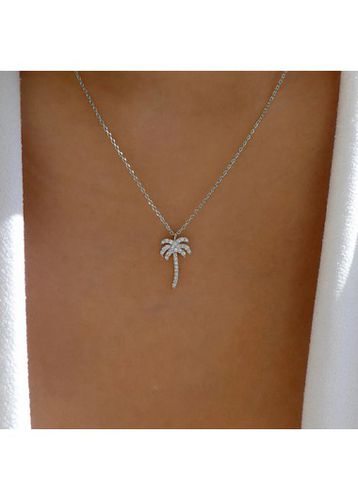 Silvery White Coconut Palm Alloy Necklace - unsigned - Modalova