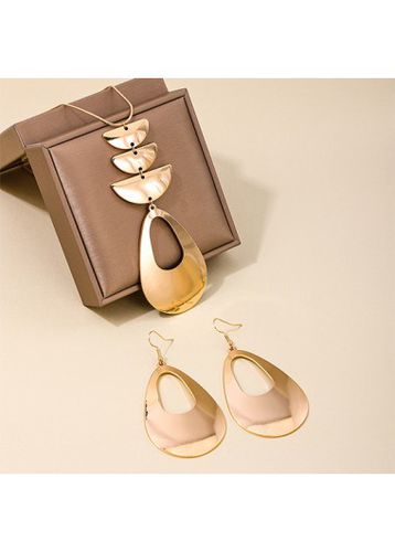 Gold Hollow Alloy Earrings and Necklace - unsigned - Modalova
