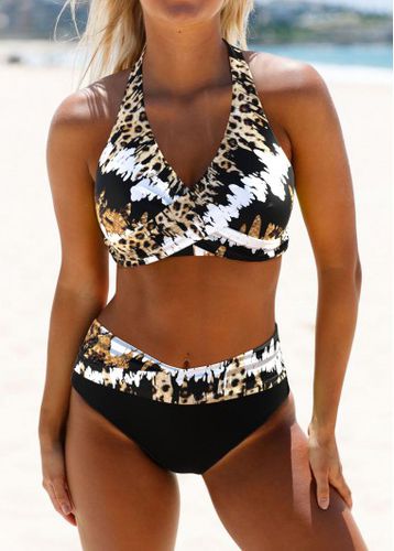 Criss Cross Leopard Black Bikini Set - unsigned - Modalova