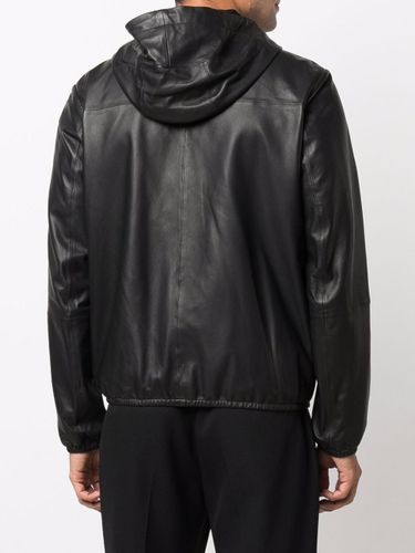 Zipped Leather Jacket - Emporio Armani - Modalova