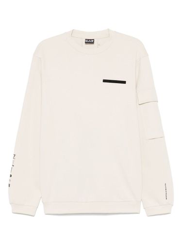 Logo Cotton Crewneck Sweatshirt - EA7 EMPORIO ARMANI - Modalova