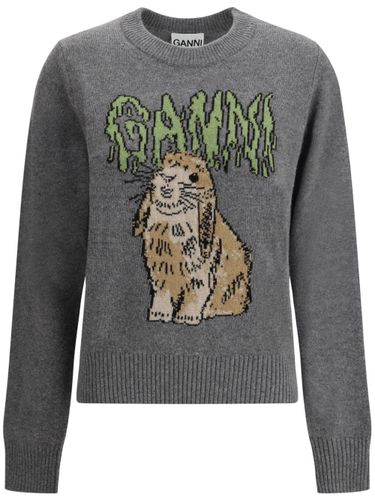 GANNI Bunny Wool Crewneck Sweater - GANNI - Modalova
