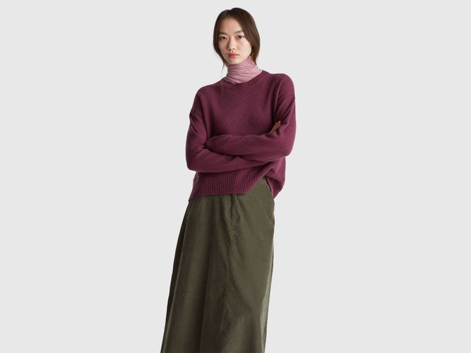 Benetton, Pull En Laine Mélangée Coupe Carrée, Taille: L, Prune - United Colors of Benetton - Modalova