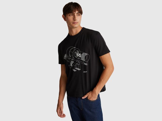 Benetton, T-shirt En Coton Avec Logo, Taille: XXL, Gris Foncé - United Colors of Benetton - Modalova