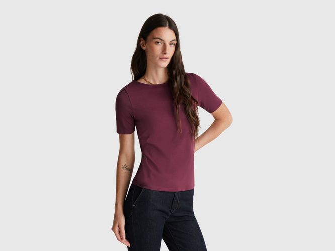 Benetton, T-shirt Réversible Coupe Slim, Taille: L, Prune - United Colors of Benetton - Modalova