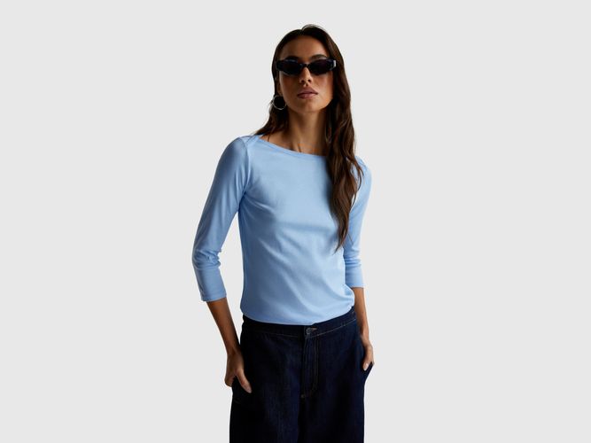 Benetton, T-shirt Col Bateau, Taille: L, Bleu Clair - United Colors of Benetton - Modalova