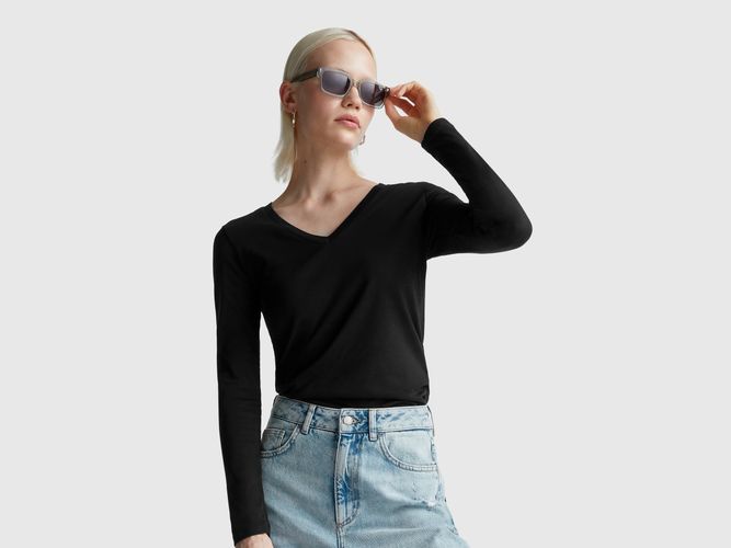 Benetton, T-shirt Noir Col V, Taille: L, Noir - United Colors of Benetton - Modalova