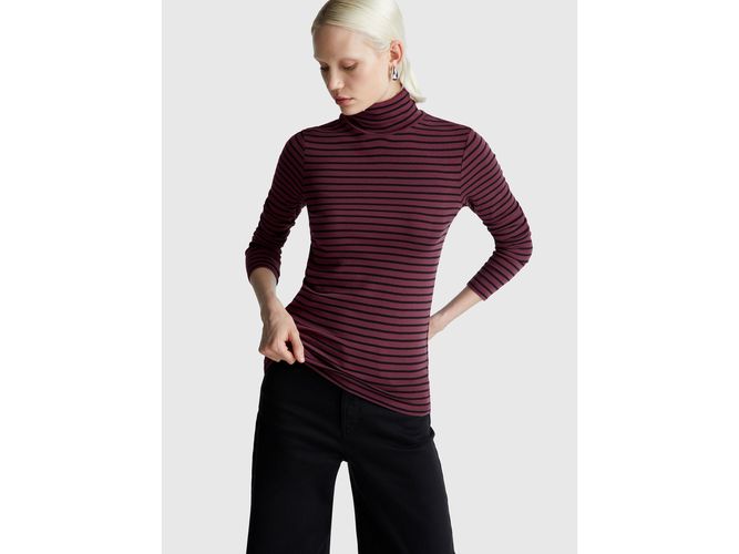 Benetton, T-shirt À Col Roulé Rayé, Taille: L, Bordeaux - United Colors of Benetton - Modalova